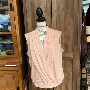 G.I.L.I. Sleeveless Draped Wrap Blouse in Pale Pink